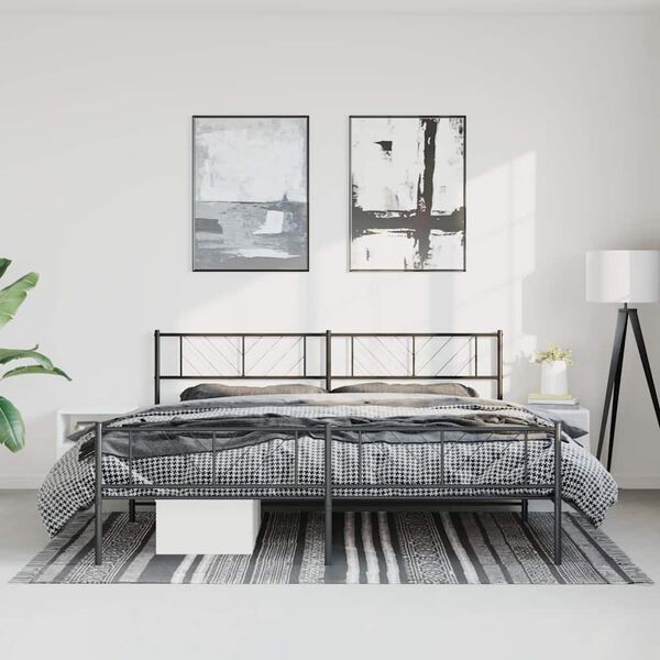 vidaXL Cadre de lit m&eacute;tal sans matelas avec pied de lit noir 183x213cm