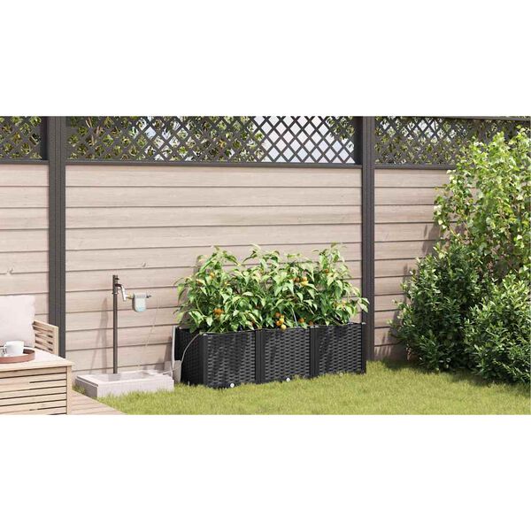 vidaXL Cache-pot de jardin 3 pcs Noir Acier