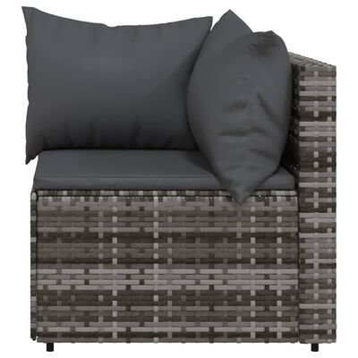 vidaXL Salon de jardin 3 pcs avec coussins Gris Résine tressée