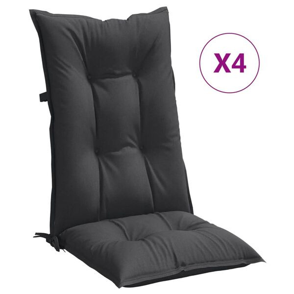 vidaXL Coussins de chaise &agrave; dossier haut lot de 4 anthracite m&eacute;lang&eacute;