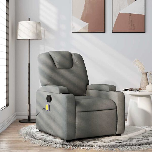 vidaXL Fauteuil de massage inclinable gris fonc&eacute; tissu