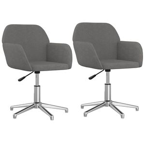 vidaXL Chaises pivotantes à manger lot de 2 Gris clair Tissu
