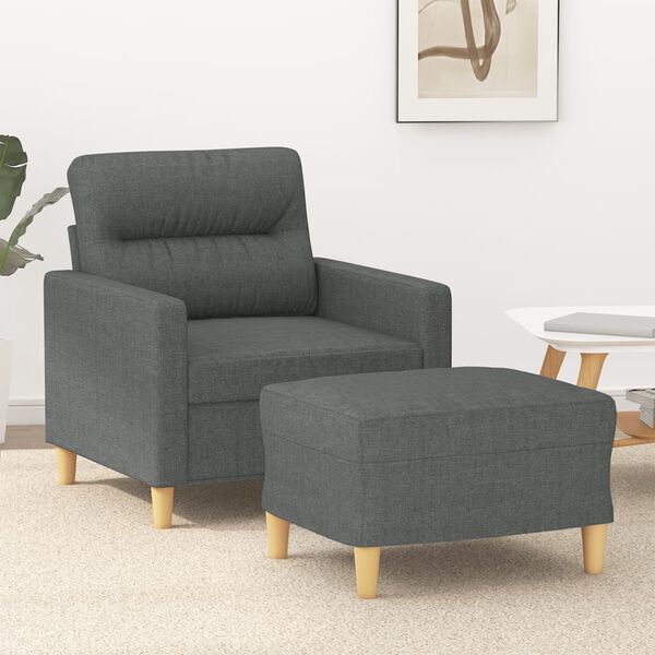 vidaXL Fauteuil avec repose-pied Gris fonc&eacute; 60 cm Tissu