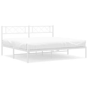 vidaXL Cadre de lit m&eacute;tal sans matelas et t&ecirc;te de lit blanc 183x213 cm