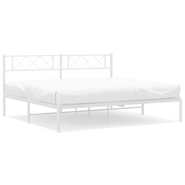 vidaXL Cadre de lit m&eacute;tal sans matelas et t&ecirc;te de lit blanc 183x213 cm