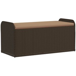 vidaXL Banc de rangement et coussin marron 115x51x52 cm r&eacute;sine tress&eacute;e