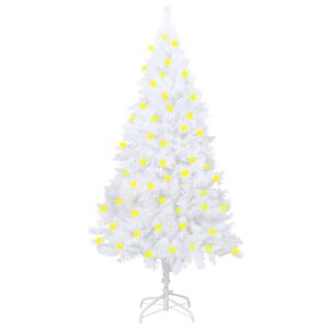 vidaXL Arbre de No&euml;l artificiel pr&eacute;-&eacute;clair&eacute; et branches &eacute;paisses blanc