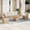 vidaXL Salon de jardin avec coussins 7 pcs beige r&eacute;sine tress&eacute;e