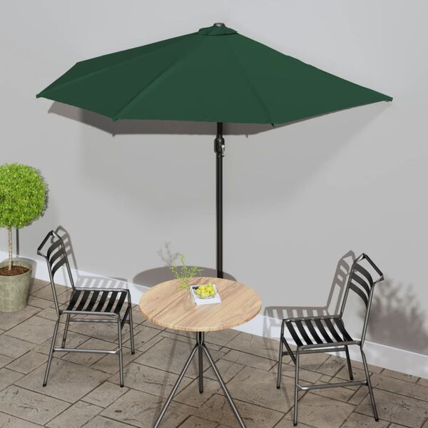 vidaXL Parasol de balcon avec mât en aluminium Vert 270x144 cm Demi