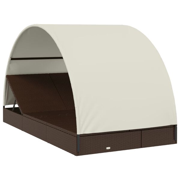 vidaXL Transat 2 places avec toit rond marron 211x112x140 cm