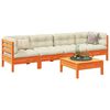 vidaXL Salon de jardin 5 pcs avec coussins cire marron bois pin massif