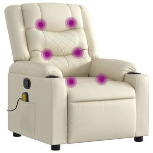 vidaXL Fauteuil de massage inclinable crème similicuir