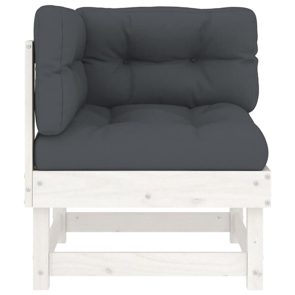 vidaXL Canap&eacute; d'angle avec coussins blanc bois de pin solide