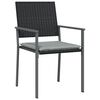 vidaXL Chaises de jardin et coussins lot de 4 noir 54x62,5x89 cm rotin
