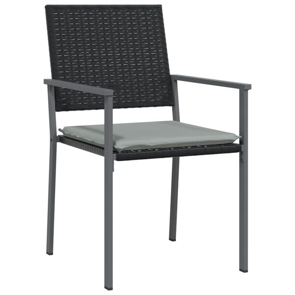 vidaXL Chaises de jardin et coussins lot de 4 noir 54x62,5x89 cm rotin