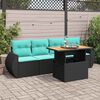 vidaXL Salon de jardin 5 pcs avec coussins noir r&eacute;sine tress&eacute;e