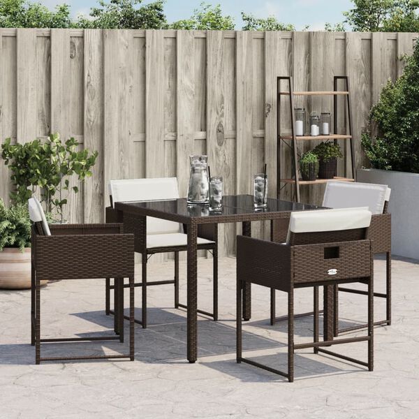 vidaXL Chaises de jardin avec coussins lot de 4 marron r&eacute;sine tress&eacute;e