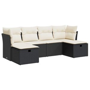 vidaXL Salon de jardin 6 pcs avec coussins noir r&eacute;sine tress&eacute;e