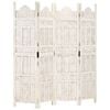 vidaXL Cloison de s&eacute;paration 4 panneaux Blanc 160x165 cm Bois manguier