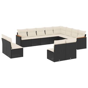 vidaXL Salon de jardin 12 pcs avec coussins noir r&eacute;sine tress&eacute;e