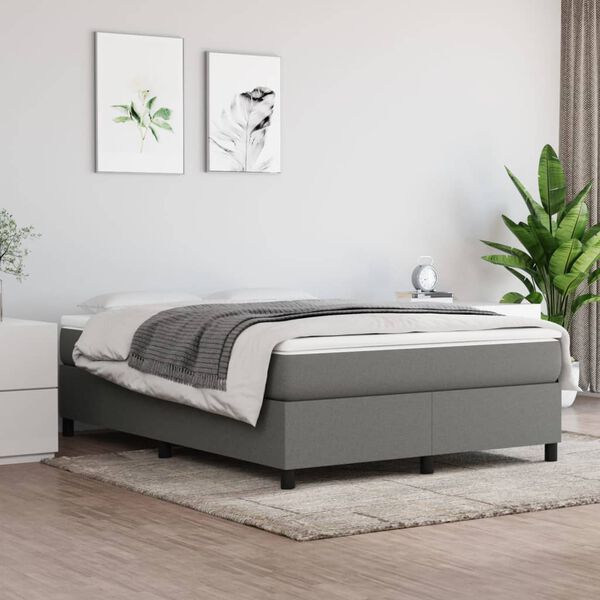 vidaXL Cadre de lit gris fonc&eacute; 152x203 cm tissu