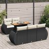vidaXL Salon de jardin 6 pcs avec coussins noir r&eacute;sine tress&eacute;e