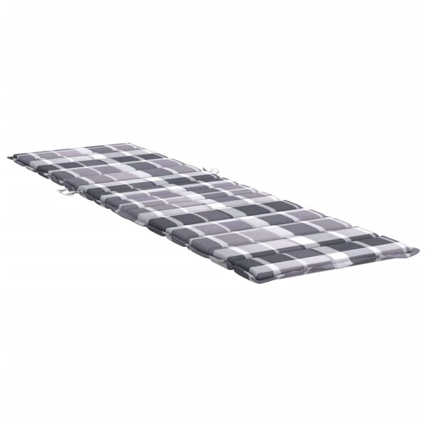 vidaXL Coussin de chaise longue motif &agrave; carreaux gris 200x60x3 cm