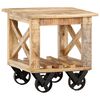 vidaXL Table d'appoint avec roues 40x40x42 cm Bois de manguier brut