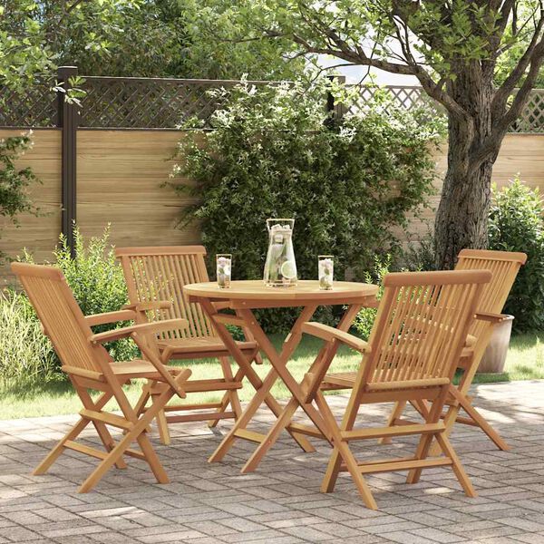 vidaXL Salon de jardin 5 pcs Bois de teck massif