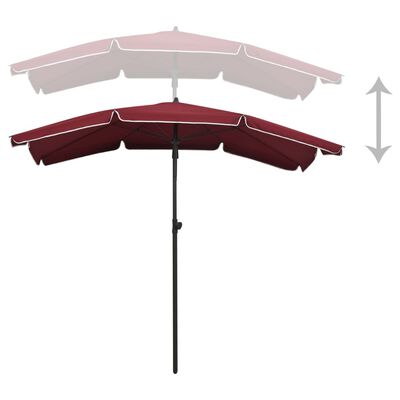 vidaXL Parasol de jardin avec mât 200x130 cm rouge bordeaux