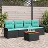 vidaXL Ensemble de canapé de jardin 5 pcs Noir et turquoise