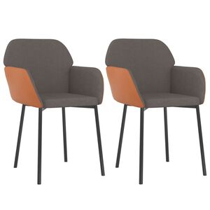 vidaXL Chaises &agrave; manger lot de 2 gris fonc&eacute; tissu et similicuir