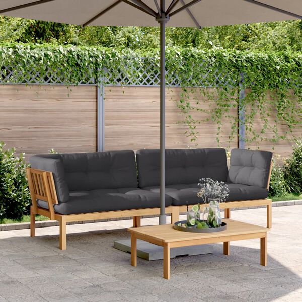 vidaXL Canap&eacute;s d'angle palette de jardin 2 pcs et coussins bois acacia