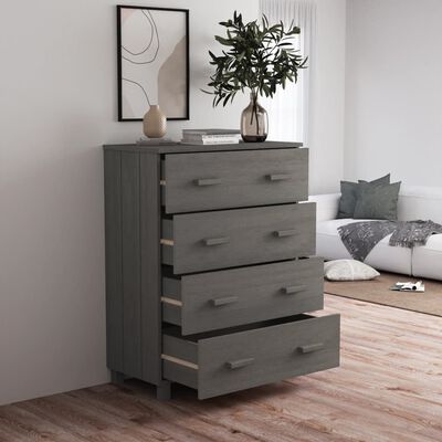 vidaXL Buffet HAMAR Gris clair 79x40x103,5 cm Bois massif de pin