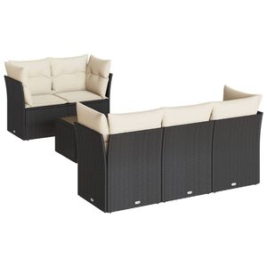 vidaXL Salon de jardin 6 pcs avec coussins noir r&eacute;sine tress&eacute;e