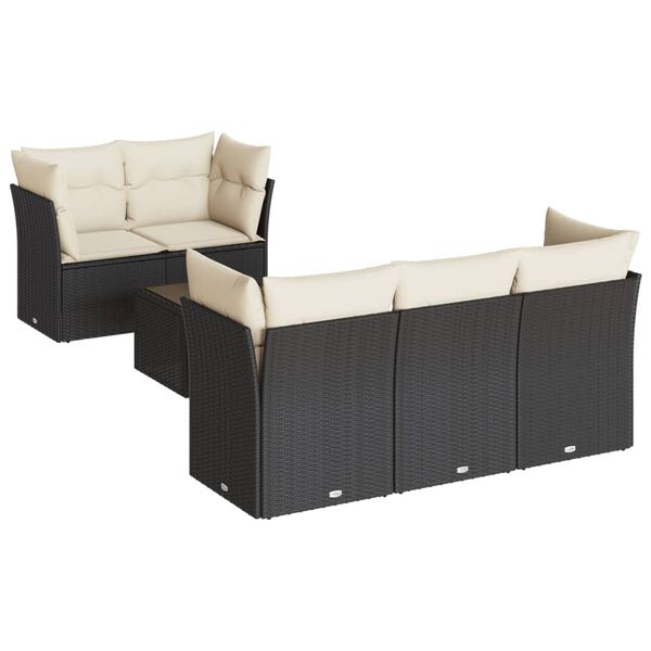 vidaXL Salon de jardin 6 pcs avec coussins noir résine tressée