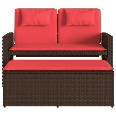 vidaXL Banc inclinable de jardin avec coussins marron résine tressée