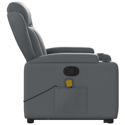 vidaXL Fauteuil inclinable de massage gris similicuir