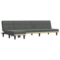 vidaXL Canapé-lit en forme de L gris foncé 255x140x70 cm tissu