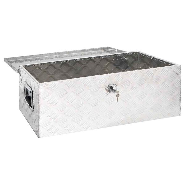 vidaXL Bo&icirc;te de rangement Argent&eacute; 80x39x30 cm Aluminium