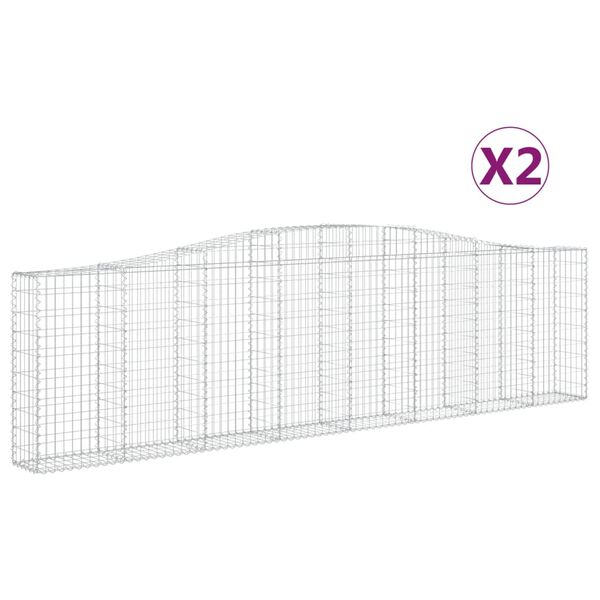 vidaXL Paniers &agrave; gabions arqu&eacute;s 2 pcs 400x30x100/120 cm Fer galvanis&eacute;