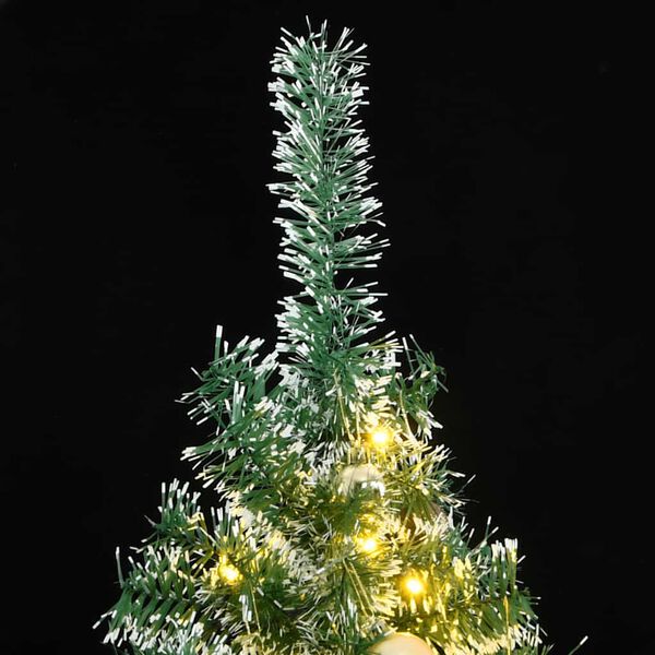 vidaXL Sapin de No&euml;l artificiel 300 LED&boules&neige floqu&eacute;e 210 cm