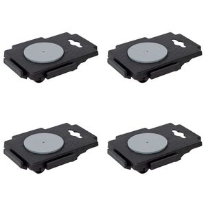 vidaXL Chariots de déménagement à 8 roues 4 pcs noir PP 150 kg