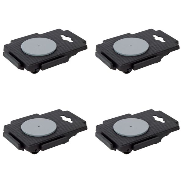 vidaXL Chariots de déménagement à 8 roues 4 pcs noir PP 150 kg