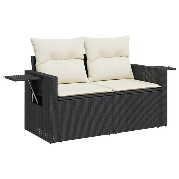 vidaXL Salon de jardin 7 pcs avec coussins noir r&eacute;sine tress&eacute;e