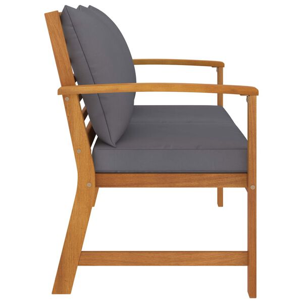 vidaXL Banc de jardin 120cm et coussin gris foncé Bois solide d'acacia