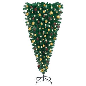 vidaXL Arbre de No&euml;l artificiel renvers&eacute; pr&eacute;-&eacute;clair&eacute; et boules 240 cm