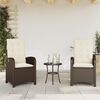 vidaXL Chaises inclinables de jardin lot de 2 et coussins marron rotin