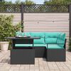vidaXL Ensemble de canap&eacute; de jardin 5 pcs Noir et bleu polyrotin