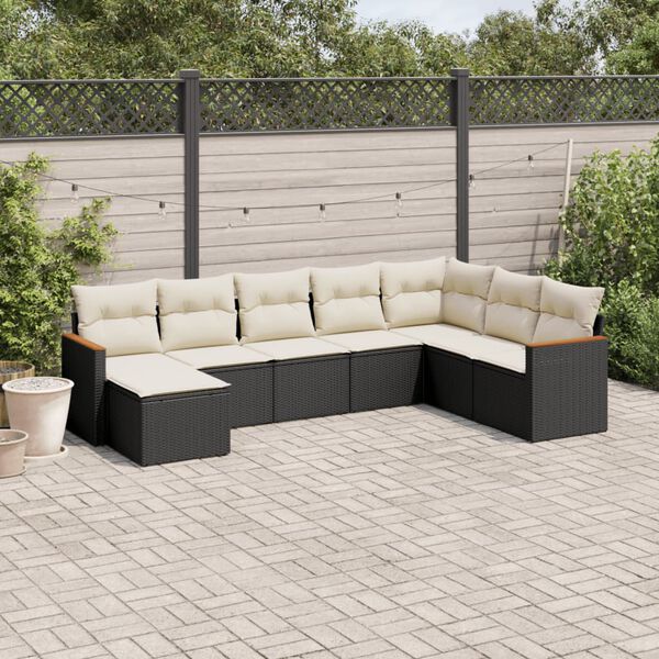 vidaXL Salon de jardin 8 pcs avec coussins noir r&eacute;sine tress&eacute;e